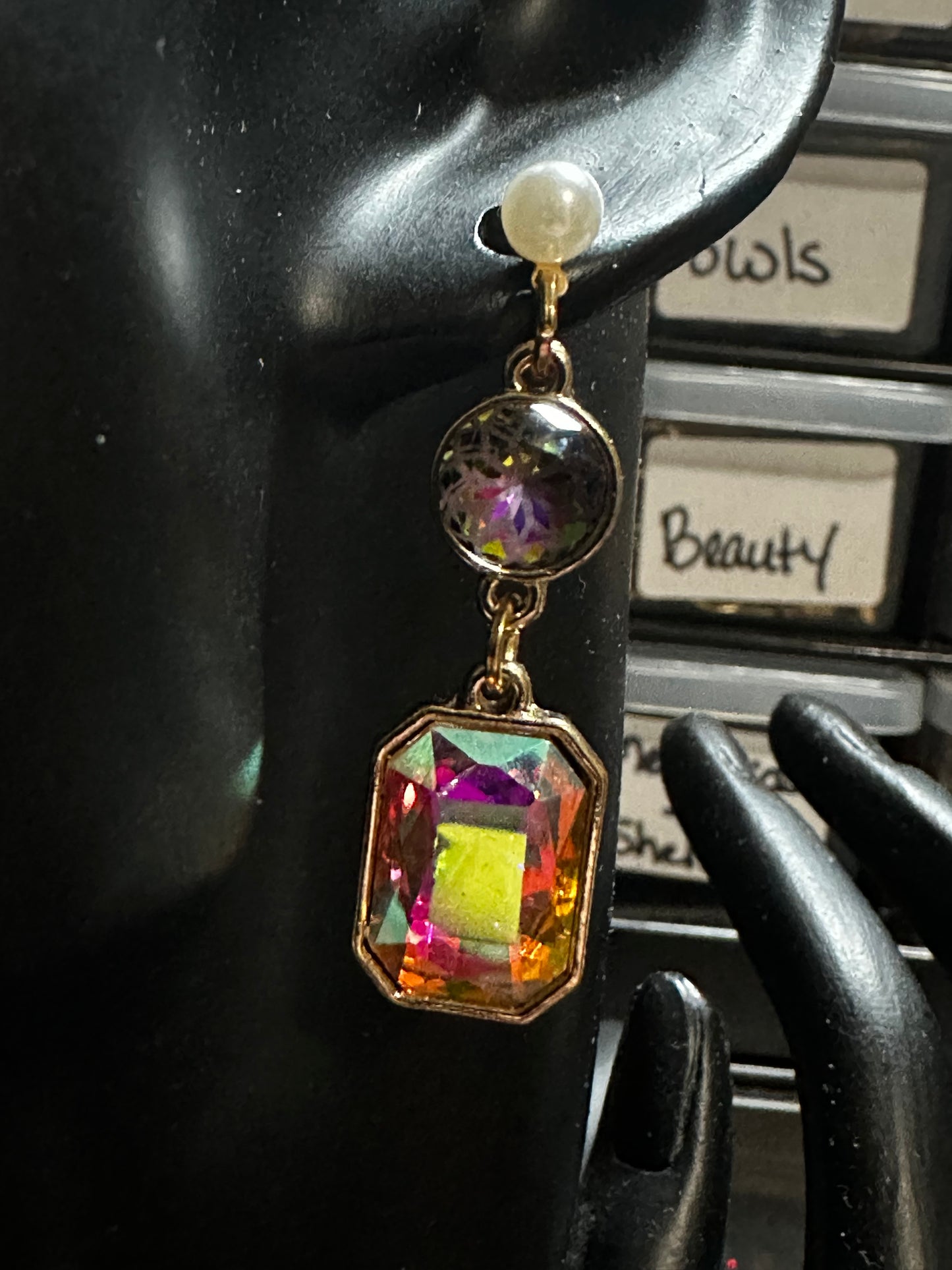 Iridescent Dangle Drop Earrings